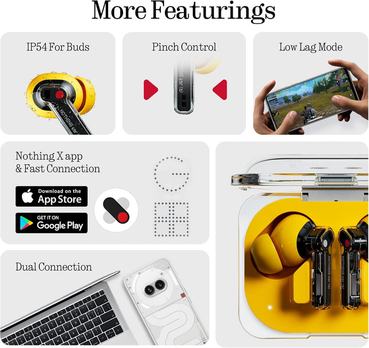 Nothing Ear (a) kopfhörer kabellos Bluetooth mit ANC, Bass-Enhance-Algorithmus und bis zu 42,5 Stund