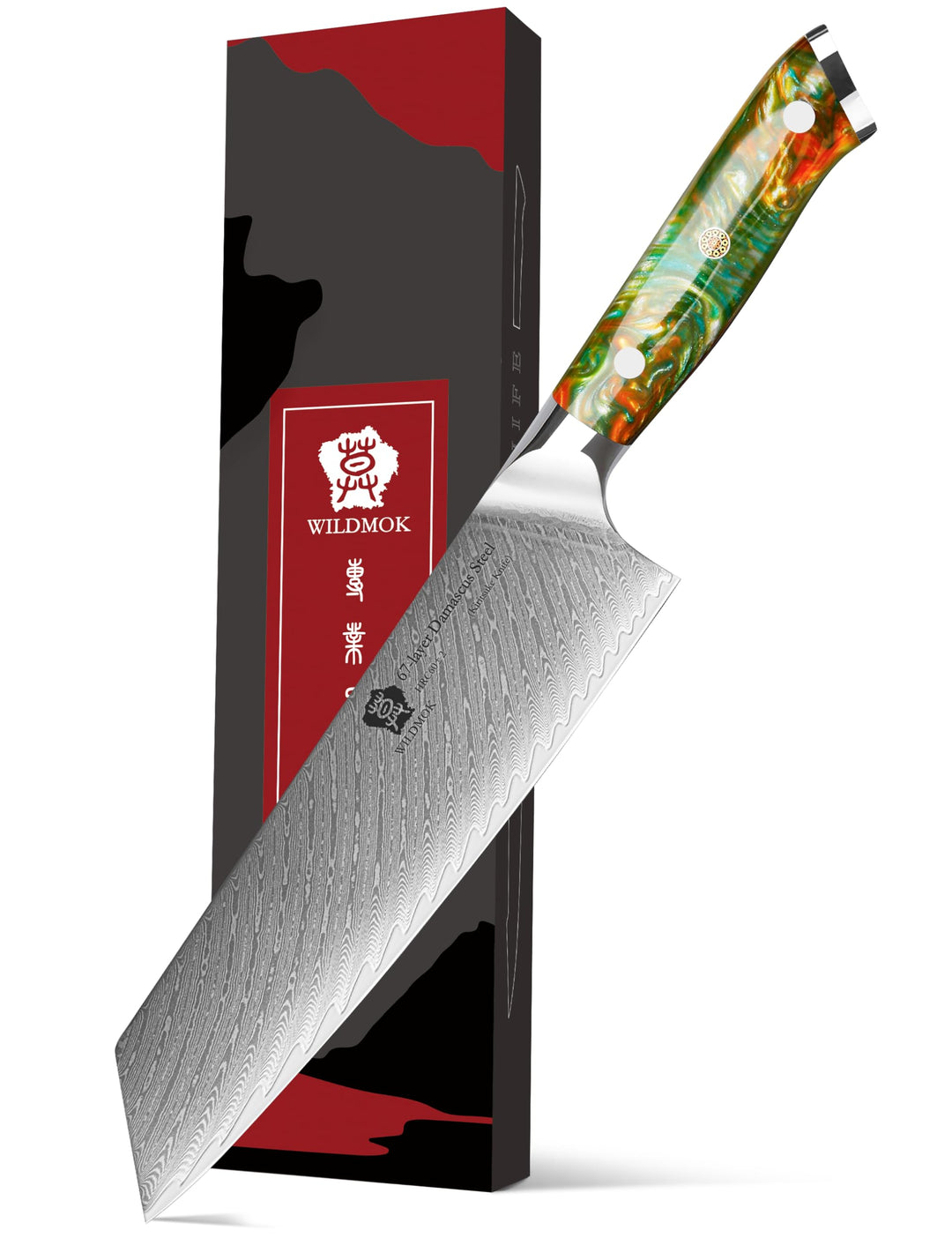 WILDMOK Kiritsuke-Messer, 21 cm Damaszener-Küchenmesser aus japanischem Damaszenerstahl, hochwertige