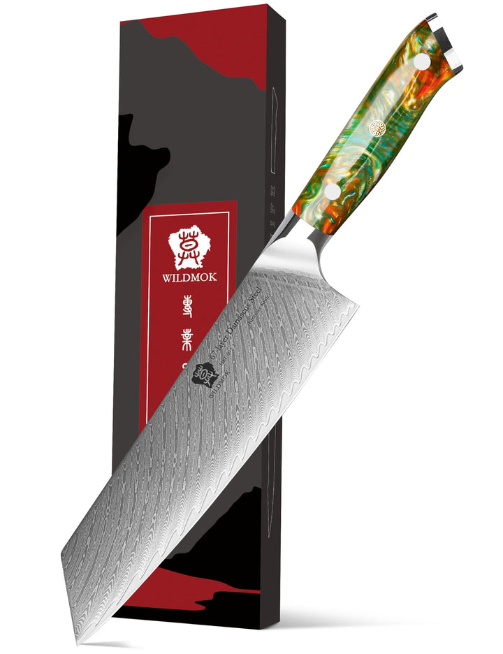 WILDMOK Kiritsuke-Messer, 21 cm Damaszener-Küchenmesser aus japanischem Damaszenerstahl, hochwertige