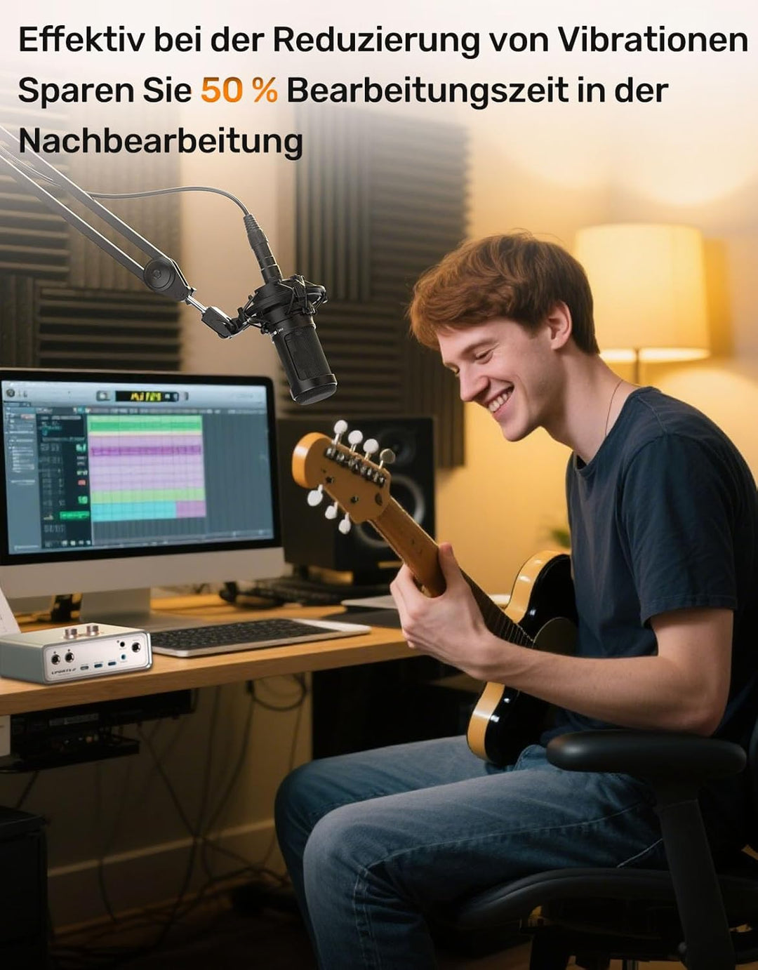AT2020 Mikrofonspinne, Kompatibel mit Audio-Technica AT2020USB+, AT2035 & ATR2050, Mikrofon-Stossdäm