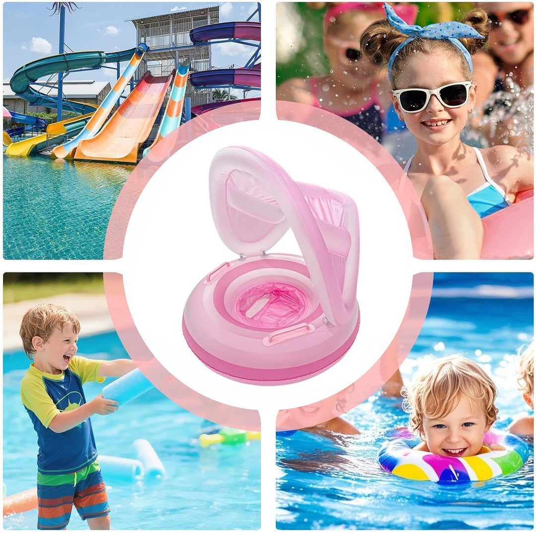 Kinder Poolfloss mit Sonnendach - Tragbar aufblasbar wasserdicht - Verstärkte Schwimmhilfe | für Mäd