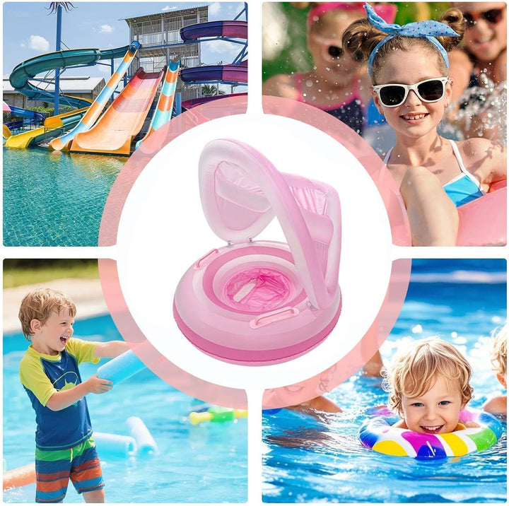 Kinder Poolfloss mit Sonnendach - Tragbar aufblasbar wasserdicht - Verstärkte Schwimmhilfe | für Mäd