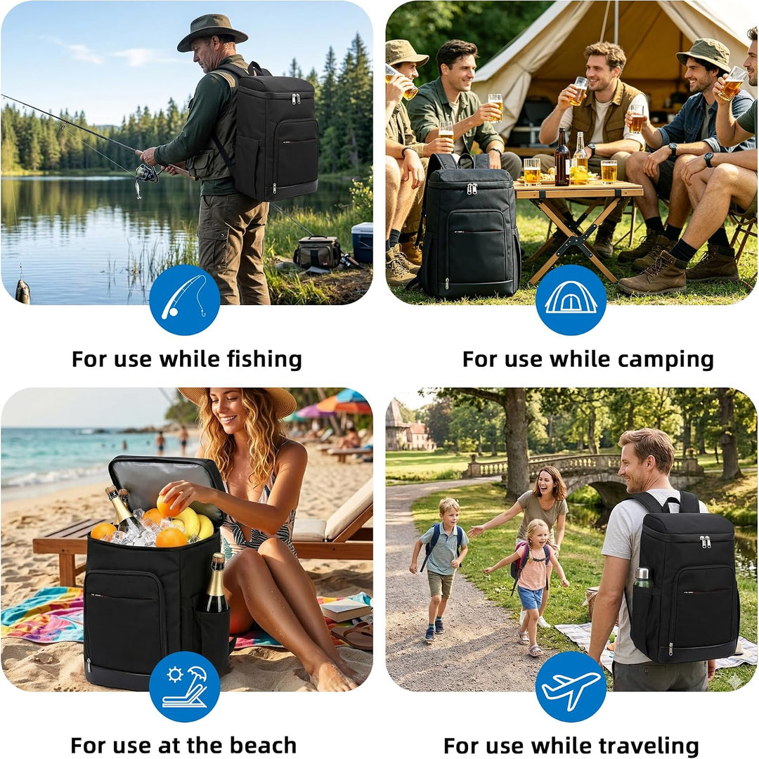 Camping Kühlrucksack,24L Kapazität Isolierter Picknickrucksack, Wasserdichter Rucksack-Kühler Auslau