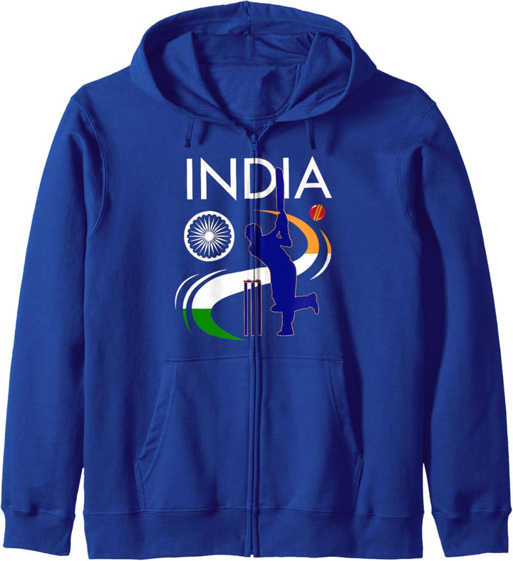 Indien Cricket mit indischer Flagge, Pinselstrich Kapuzenjacke