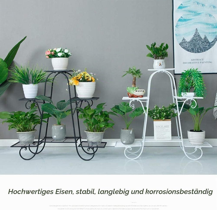 CarolynDesign 6-stöckige Pflanzenständer für drinnen und draussen, Blumentopfhalter Regal für mehrer