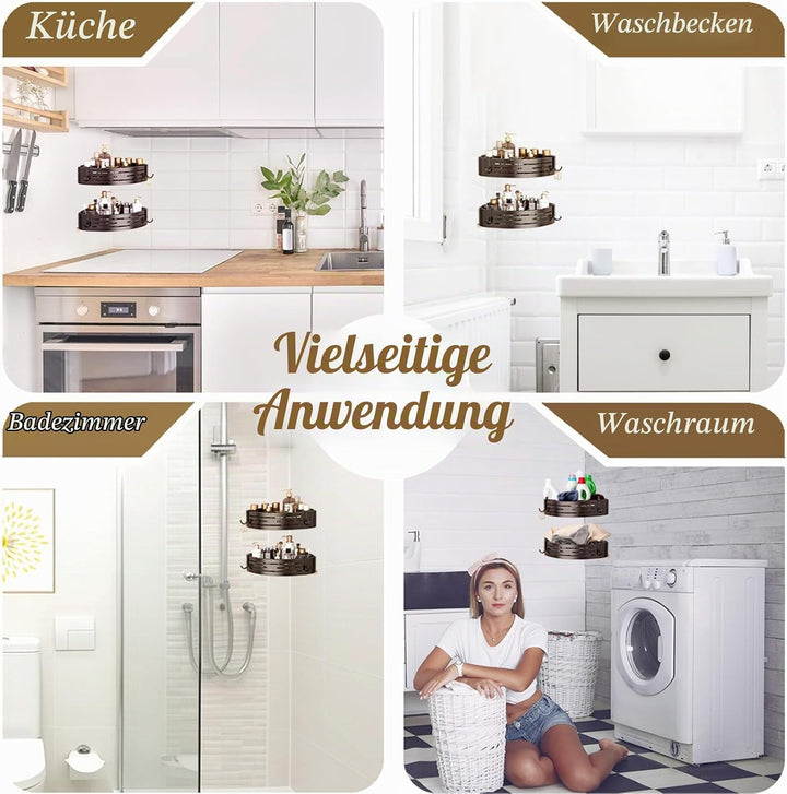 Duschablage ohne Bohren - Der perfekte Badezimmer Organizer! Eckregal für Dusche &amp; Bad mit 4 Haken.