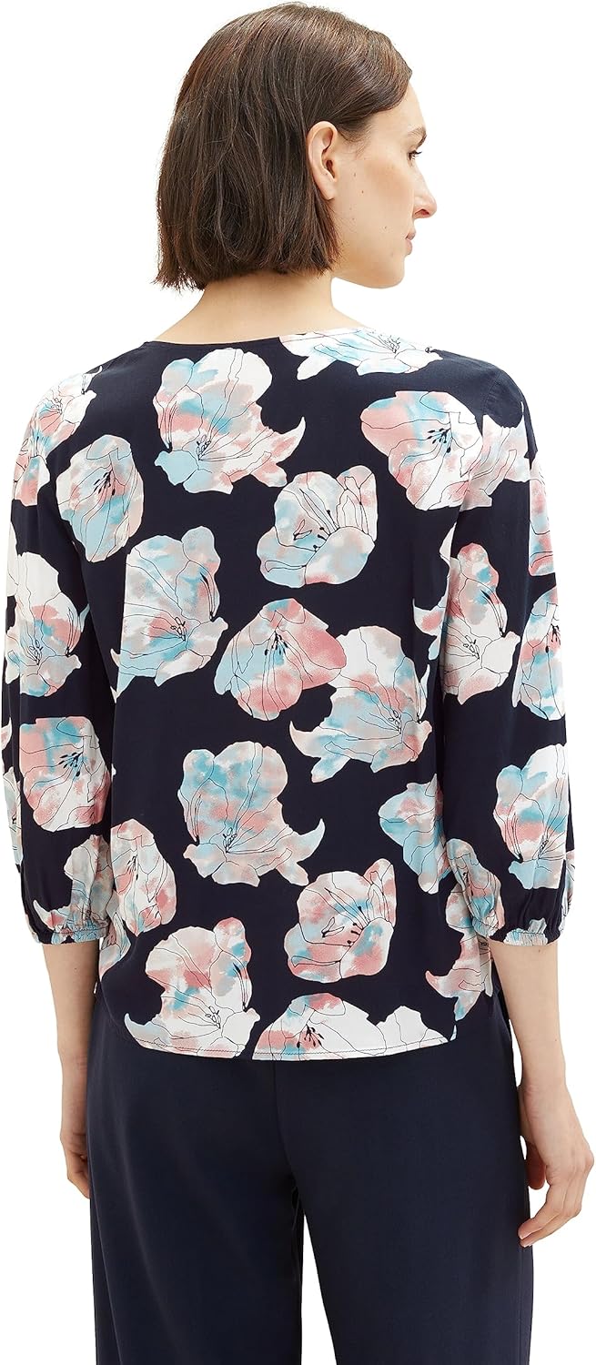 TOM TAILOR Damen Bluse mit Muster 38 32413 - Tie Dye Flower Design, 38 32413 - Tie Dye Flower Design