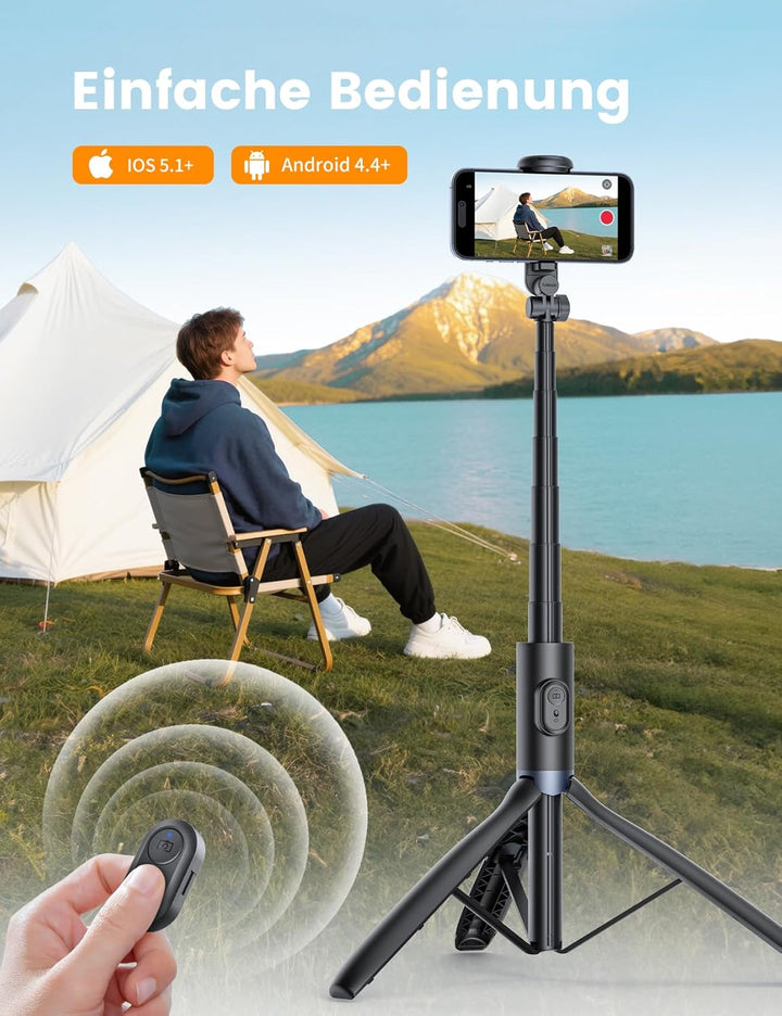 ANXRE Handy Stativ mit Licht, NT99 172cm Selfie-Stick für Smartphone & Kamera, Lichtstativ für Video