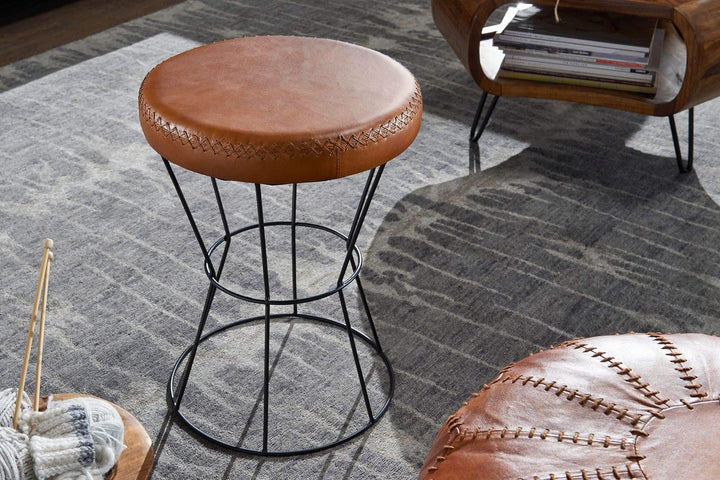 KADIMA DESIGN Industrial Sitzhocker, Sicherer Sitzkomfort in extravagantem Echtleder