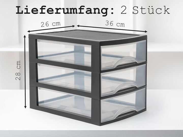Hausfelder Schubladen Organizer A4, 2 Aufbewahrungsboxen mit je 3 Schubladen, ideal als Ablagebox fü