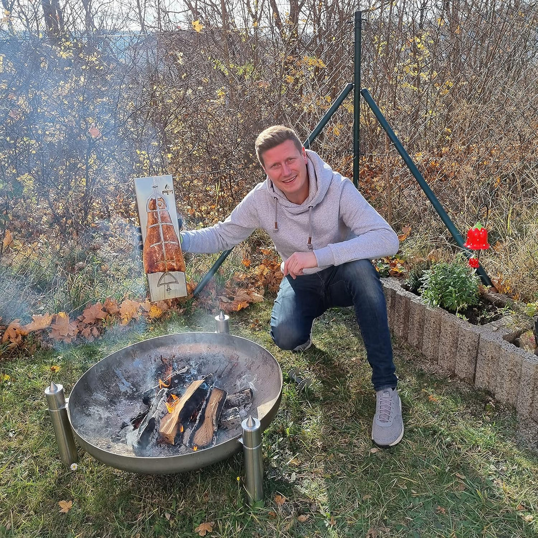 Fire World | Flammlachsbrett | Lachsbrett aus Edelstahl | Grillzubehör für Feuerschale und Kugelgril