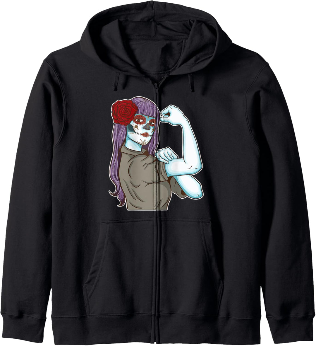 Day Of Dead Feminist Rosie Do It Sugar Skull Dia Los Muertos Kapuzenjacke