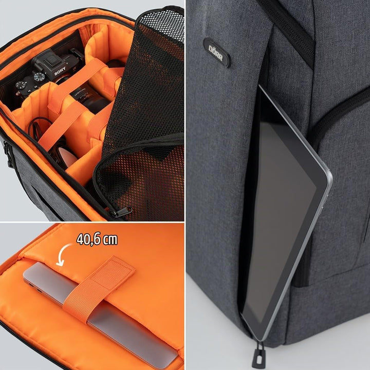 DÖRR Fotorucksack Prag Pro 20L &amp; Prag Go 16L, Wasserdicht, Kamera-Rucksack, 16 Zoll Laptopfach, Spie