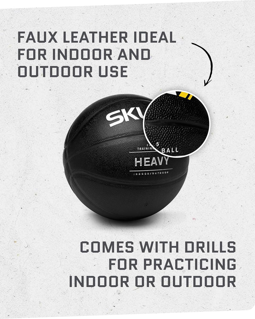 SKLZ Control Training Basketball zur Verbesserung von Kritzeln und Ballkontrolle Schwarz Heavy Weigh