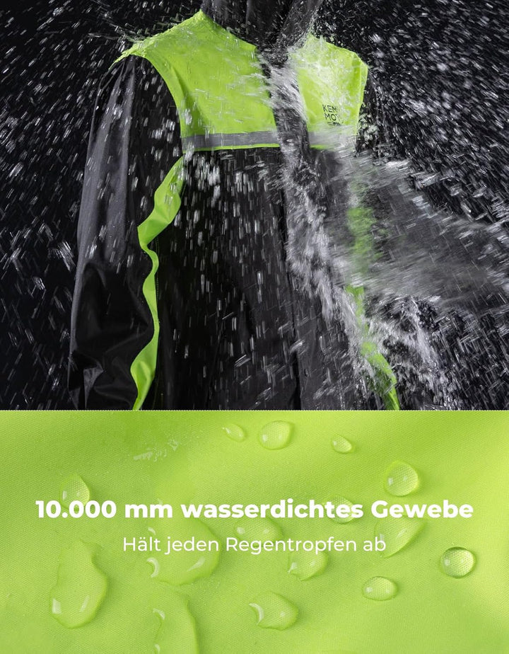 KEMIMOTO Regenanzug für Herren, Wasserdichter Regenmantel, Atmungsaktiv Regenbekleidung Regenjacke f