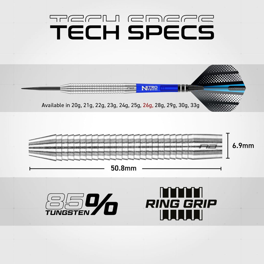 RED DRAGON Razor Edge Series Dartpfeile Tungsten Profi Steel Darts mit Flights und Schäfte 60 G 3, 6