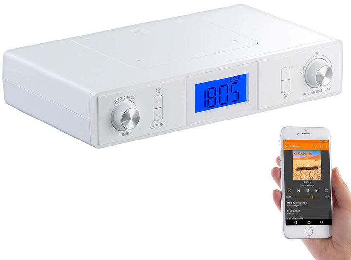 auvisio Küchenunterbauradio: Stereo-FM-Küchen-Unterbauradio mit Bluetooth, Timer, Wecker, LCD, PLL (