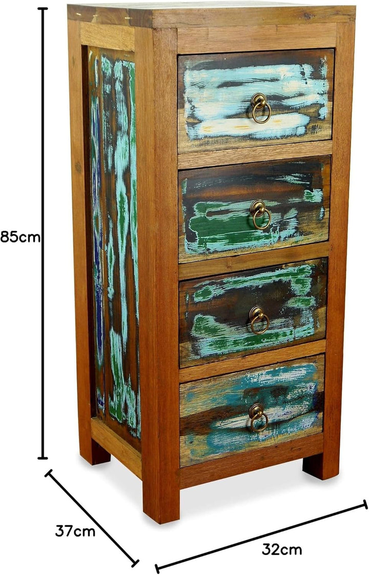 livasia Teakholz Kommode aus Java | Recyceltes buntes Bootsholz | Asiatische Möbel | Designer Möbel