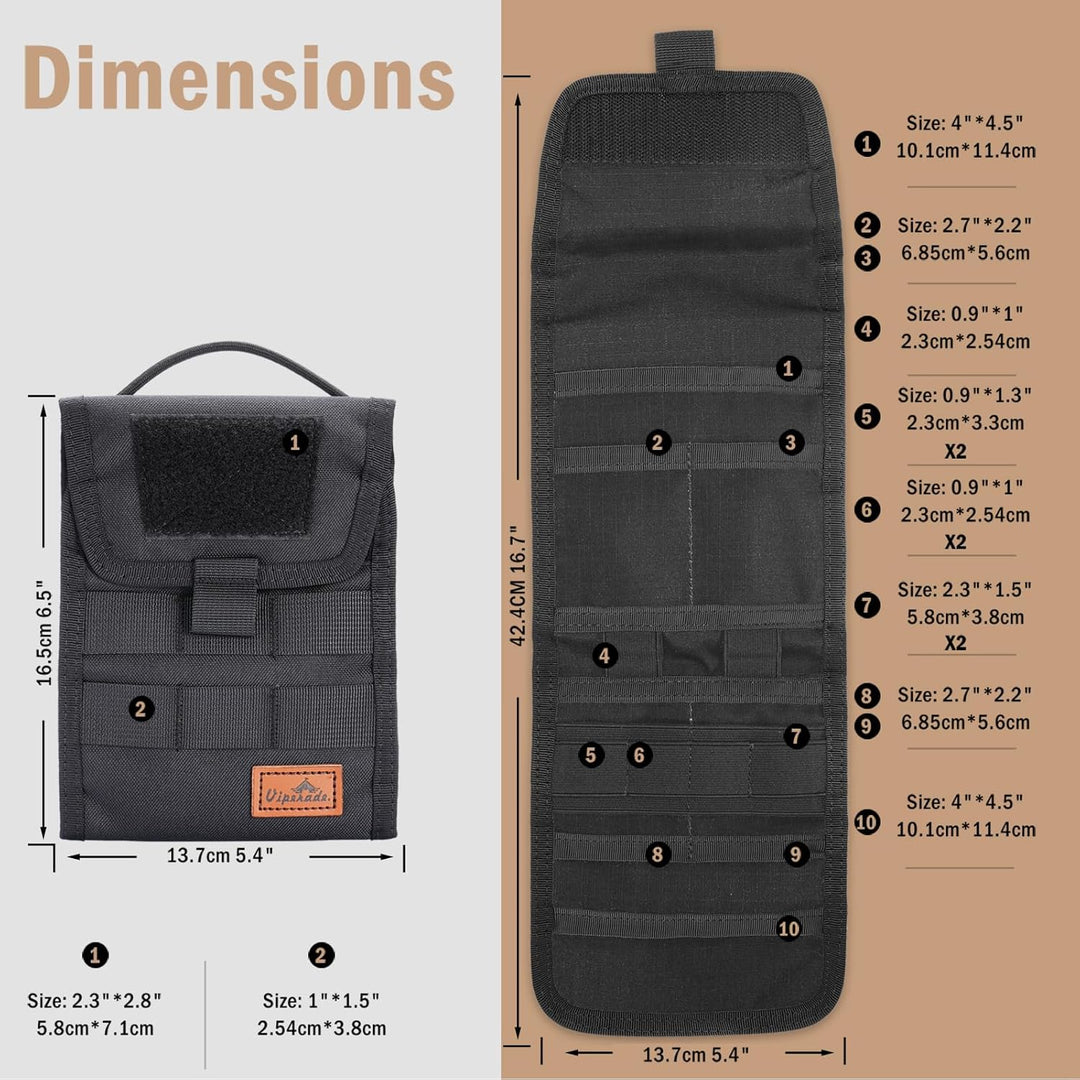VIPERADE VE12 Taktische Falttasche, Molle Werkzeugtasche, dreifach gefaltete Werkzeugtasche, nützlic