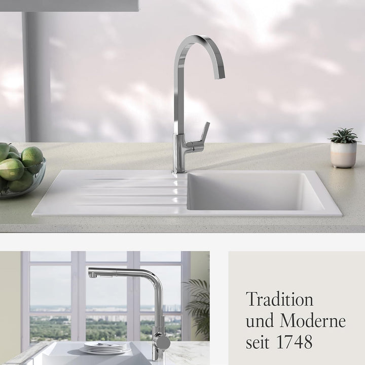 Villeroy &amp; Boch Variaro Küchenarmatur, Niederdruck Armatur Küche, 306 mm Auslaufhöhe, 360° schwenkba
