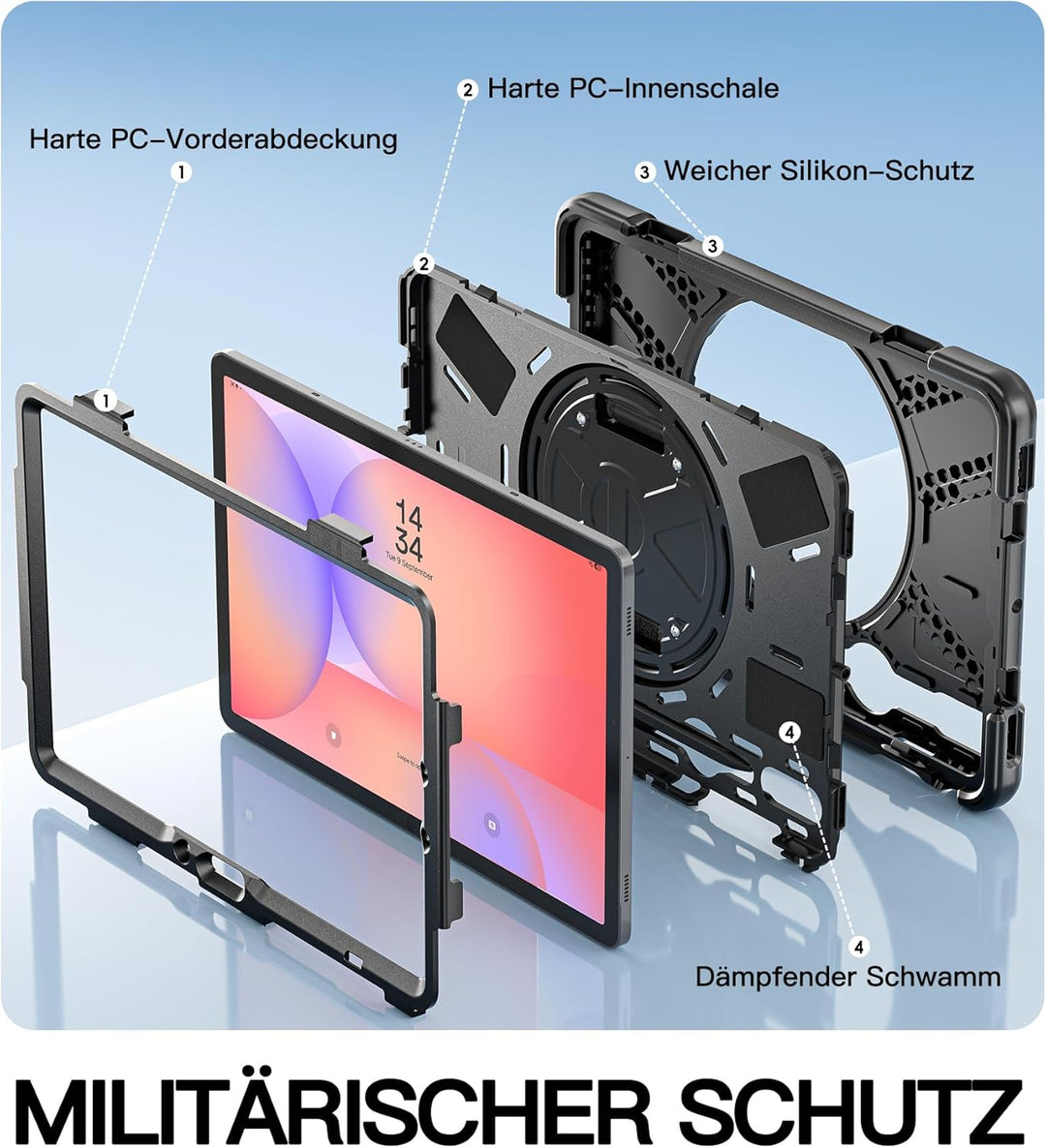BRAECN Samsung Galaxy Tab S9 FE Hülle 10.9 Zoll, Galaxy Tab S9/Tab S8/Tab S7 Hülle 11 Zoll, Robuste