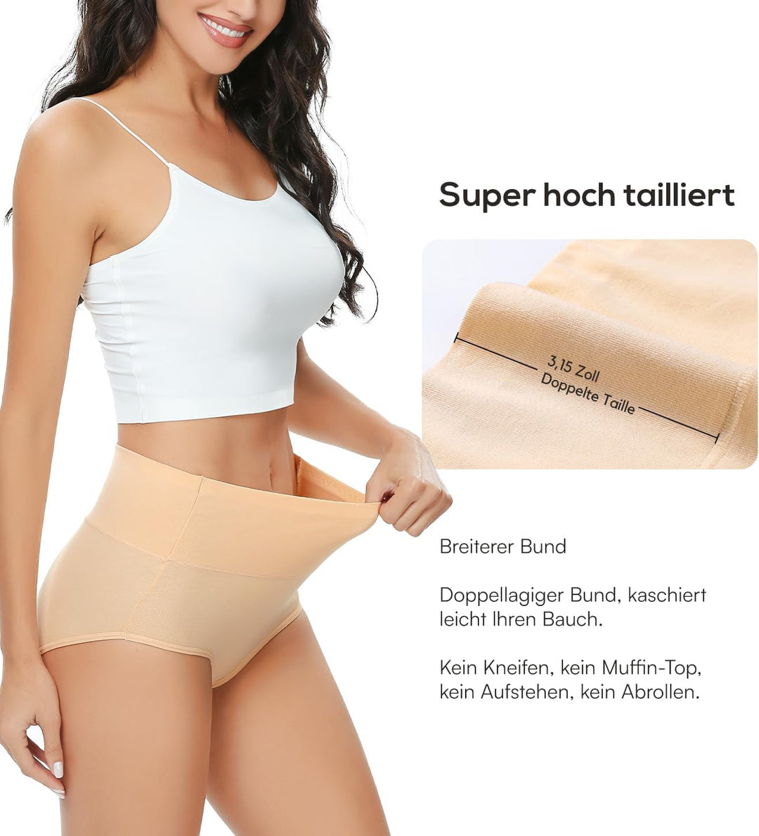 Wealurre Unterhosen Damen Baumwolle Unterwäsche Hohe Taille High Waist Slip Damen Weich Wochenbett U