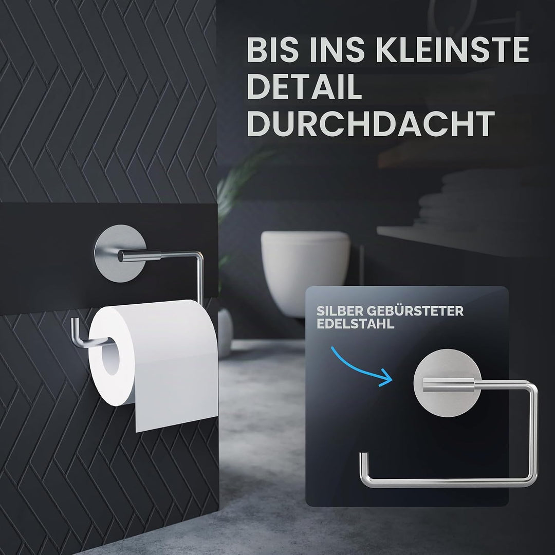 Toilettenpapierhalter Hammerodde ohne Bohren Silber | Klorollenhalter selbstklebend Edelstahl | Klor