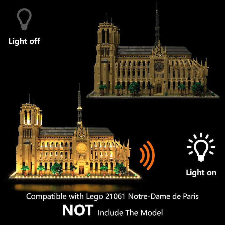 Premium LED-Lichtkit kompatibel mit LEGO 21061 Notre-Dame de Paris – Warme Beleuchtung für das Archi