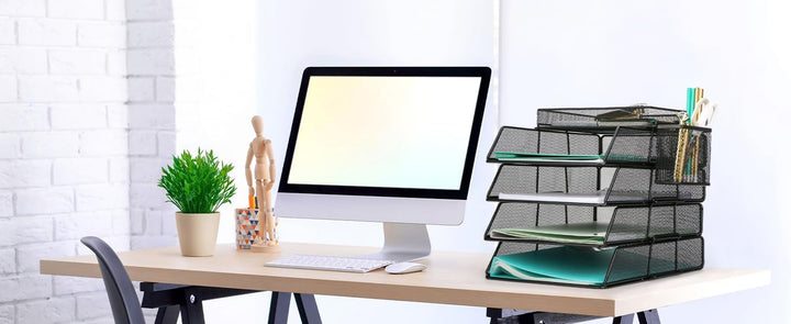 EXERZ Papierablage, 6 Stück, einschliesslich 4 x stapelbarer Sortierer, 1 x oberes Tablett, 1 x seit