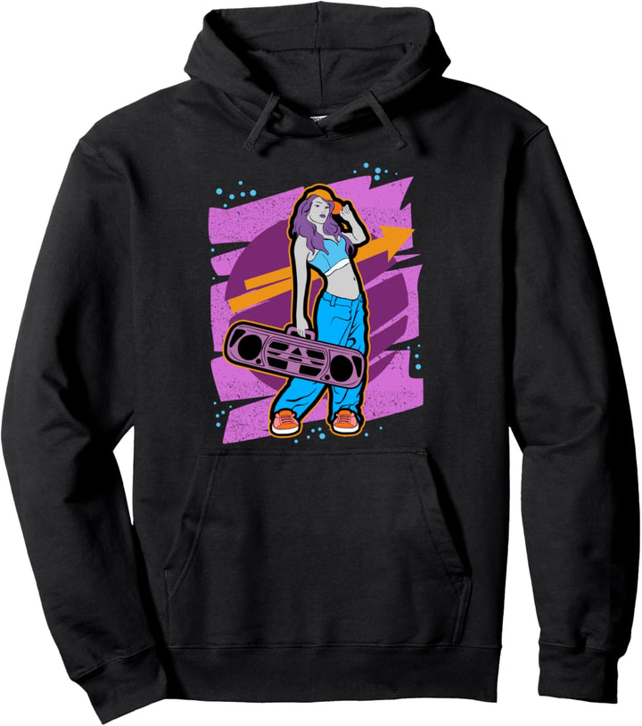 Graffiti Mädchen mit Boombox Hip Hop Pullover Hoodie