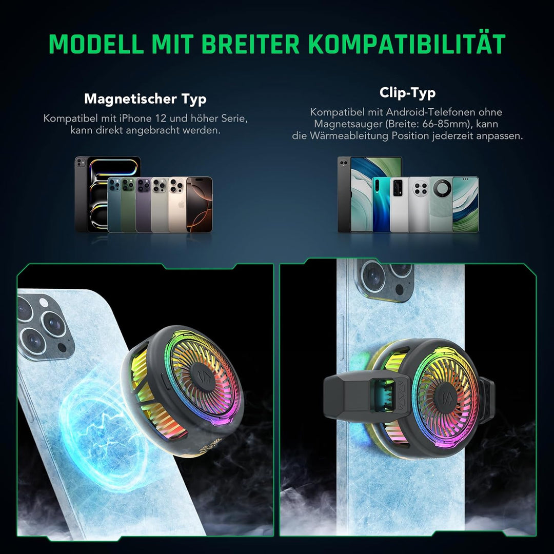 Black Shark FunCooler 5 Magnetic Phone Cooler für Gaming, Tragbarer Handy Kühler mit RGB-Beleuchtung
