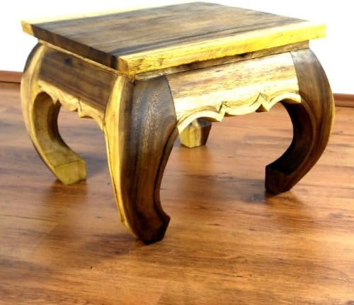 livasia aufklappbarer Opiumtisch, Massivholztisch, Beistelltisch, Couchtisch (Natur), Natur