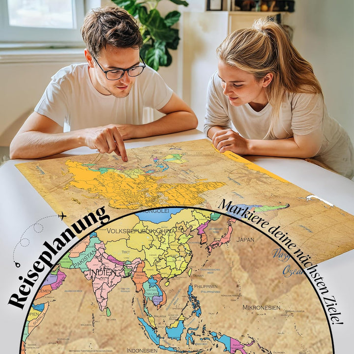 FlYHIGH XXL Weltkarte zum Rubbeln auf Deutsch I 80x57cm I Poster zum aufkratzern I Scratch off Map I