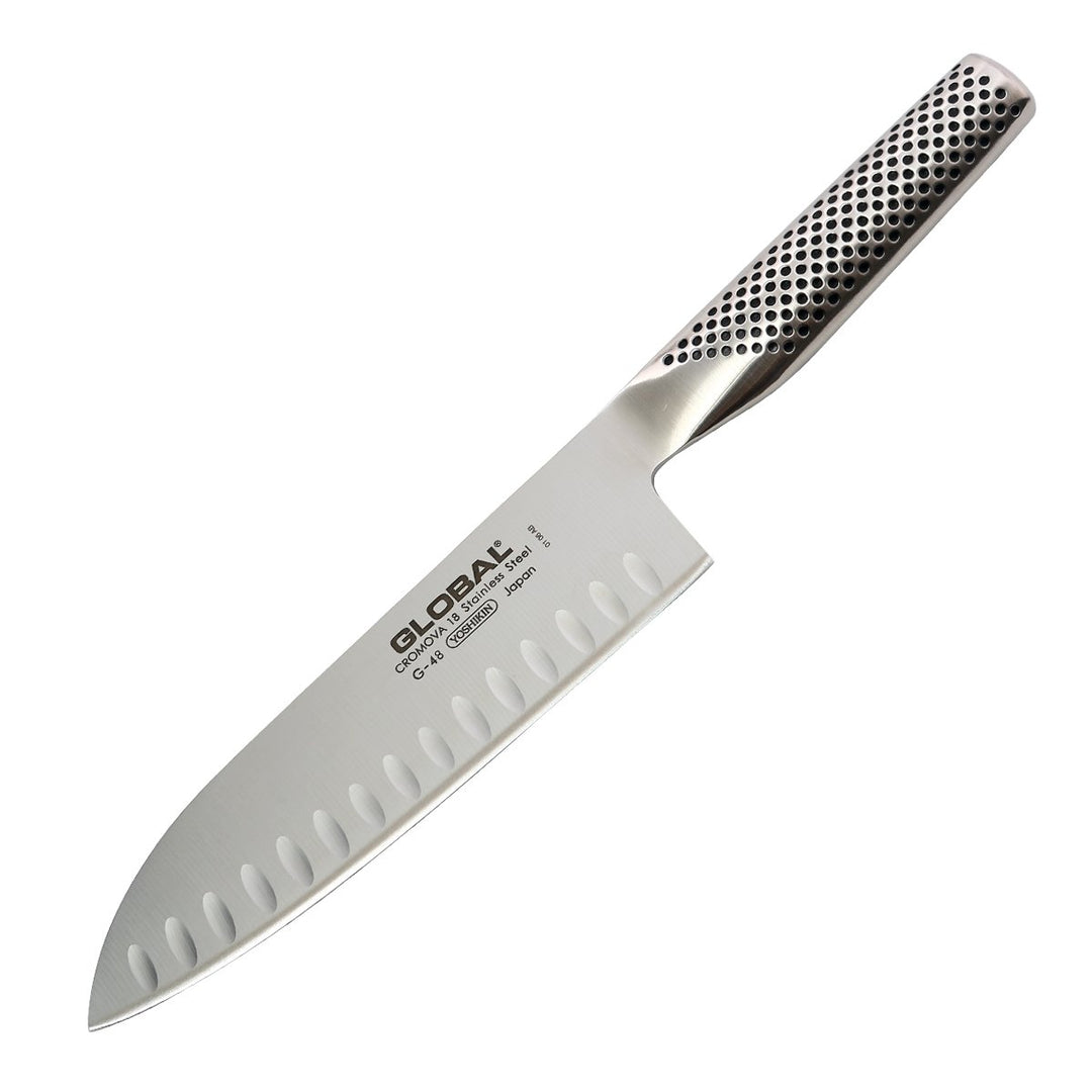 Global G-48 Santoku Fischmesser mit Kullenschliff, 18