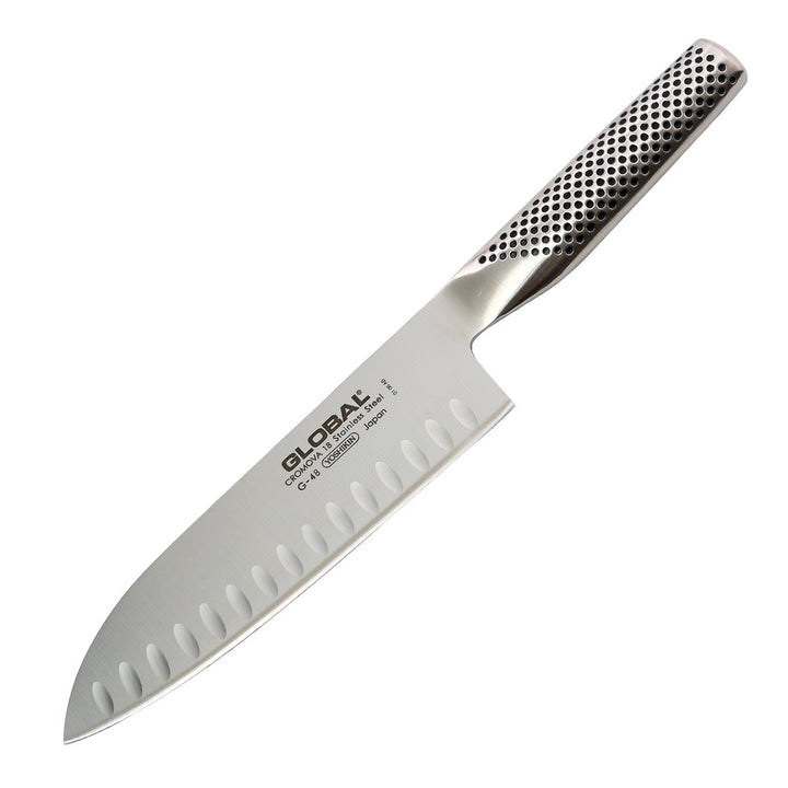 Global G-48 Santoku Fischmesser mit Kullenschliff, 18