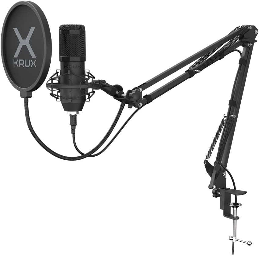KRUX Edis 1000, Computermikrofon mit verstellbarem Arm, 2.9 m USB-Kabel, Poppfilter, Stossschutzkorb