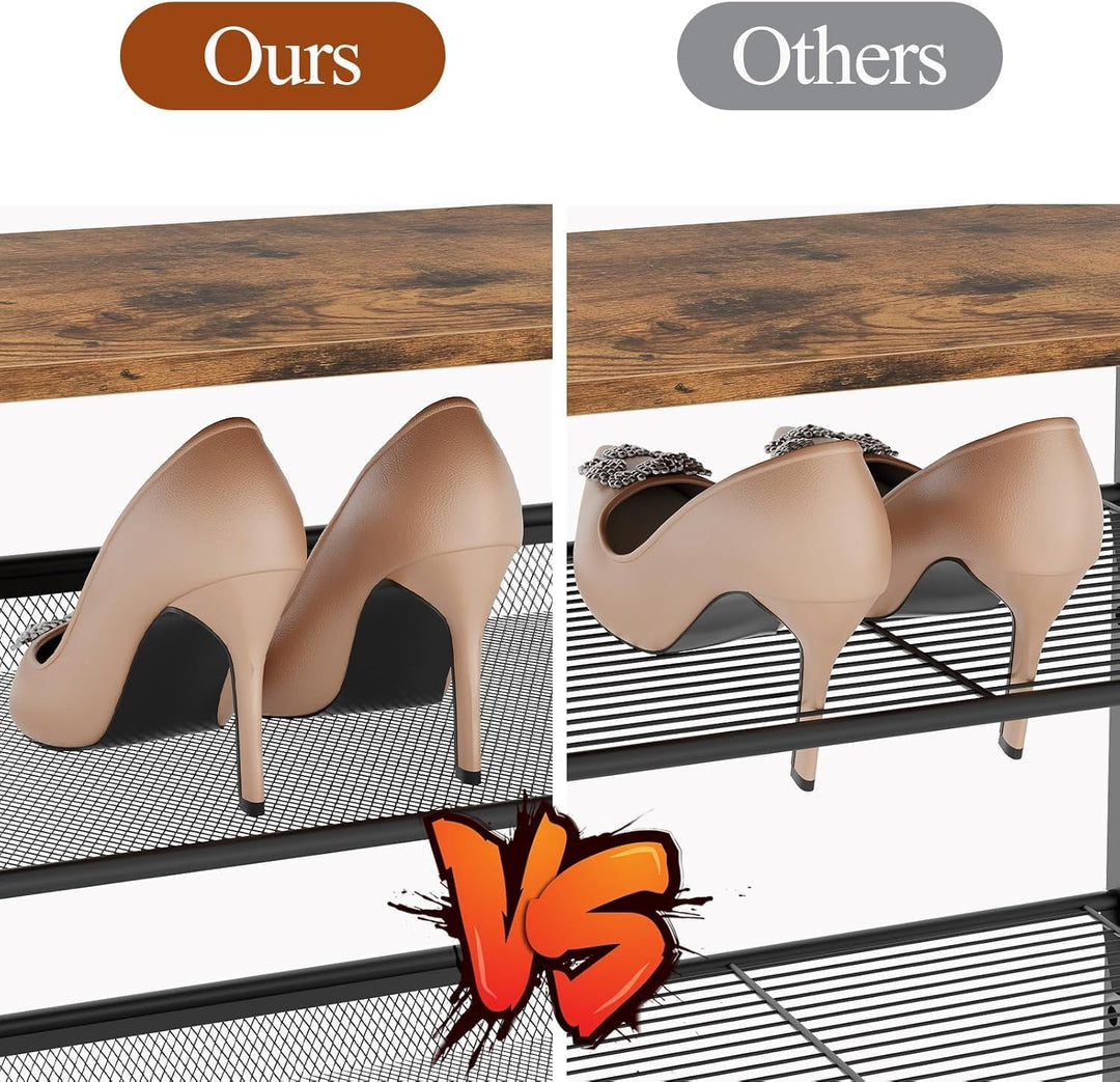 Huhote Schuhregal 4 Ebenen, Schuhständer Metall, Schuhregal Klein, Schuh-Organizer, Schuhaufbewahrun