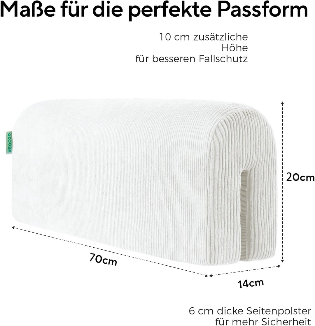 AEOCOO Bettstossstangenschutz, 70 x 20 cm, Bai Bai Size 70*14*20cm, Weiss U-form 70cm