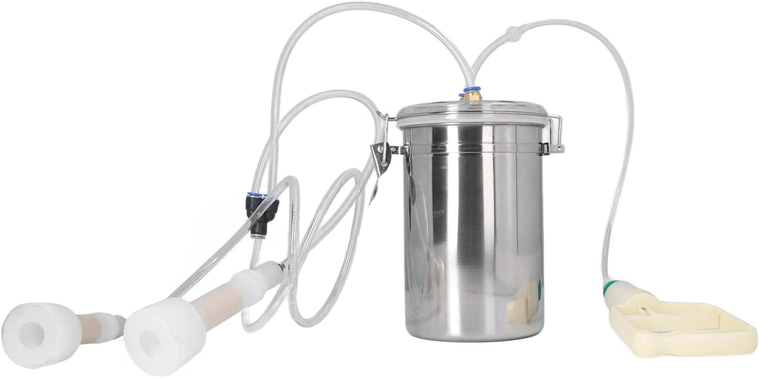 2L Milchmaschine Manueller Ziegenmelker Edelstahlflasche Tragbares Melkset, Ziegenmelkmaschine für M