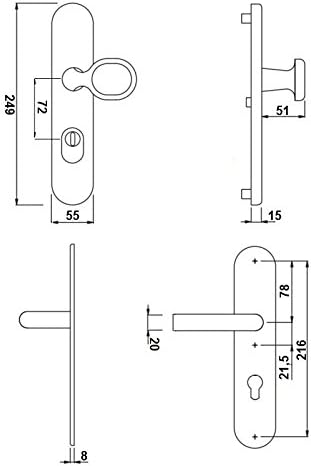 Schutzbeschlag *ES1/WK2/RC2* für WOHNUNGSTÜREN | V2a Edelstahl matt | Kernziehschutz (ohne Profilzyl