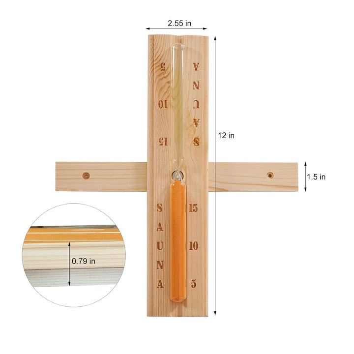 amocane Sauna-Sanduhr, 15 Minuten, Sanduhr, Sauna-Zubehör, Holz, drehbarer Timer (Hemlock-Holz) Oran