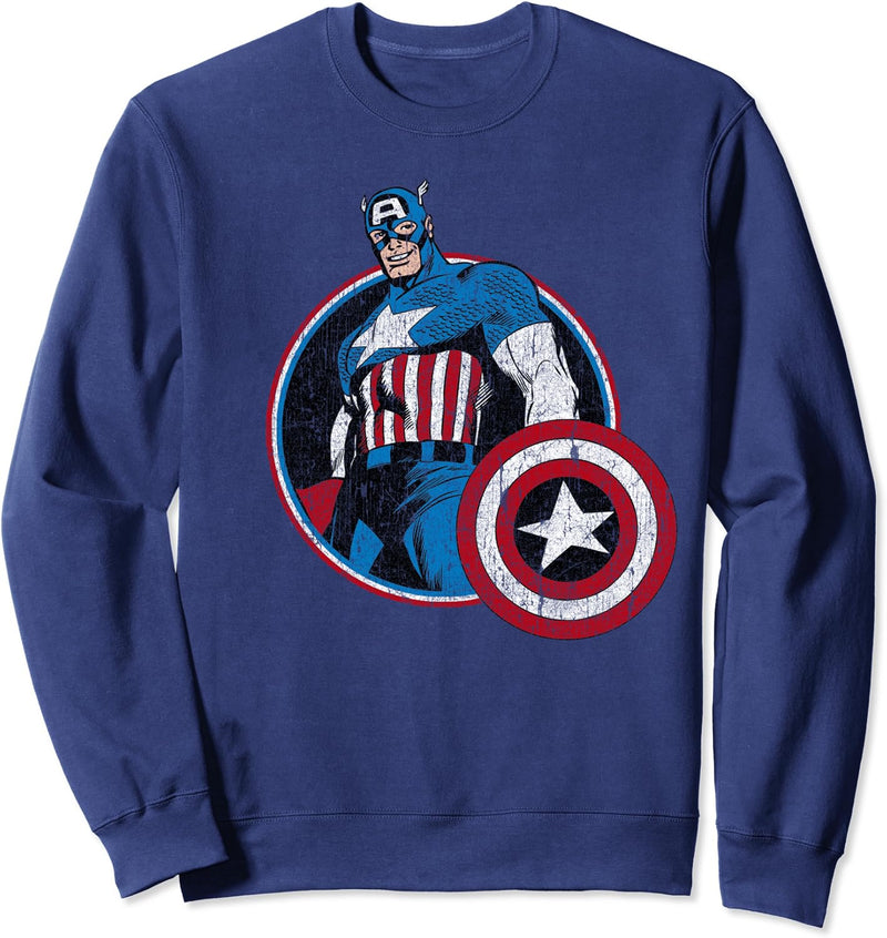 Marvel Captain America Looking Down Circle Portrait Sweatshirt