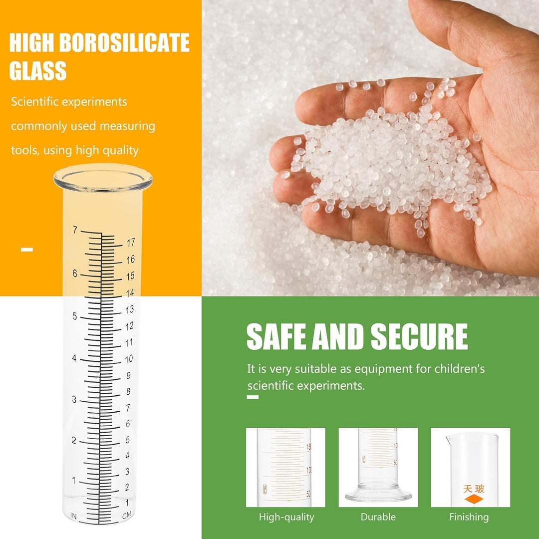 jojofuny 2stücke Glas-regenmesserrohr Für Aussenbereich Regenmesszylinder Regenwasser Messglas Regen