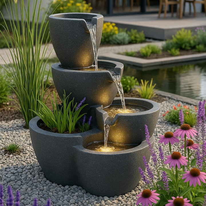 Zimmerbrunnen mit Beleuchtung Botana Gartenbrunnen bepflanzbar Springbrunnen Terrassenbrunnen (LED: