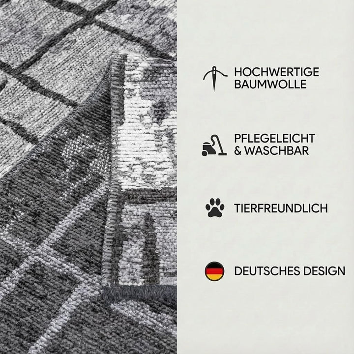 Jimri Kurzflor Wendeteppich - Flach gewebter Teppich für Schlafzimmer & Wohnzimmer, Eingang, Flur -