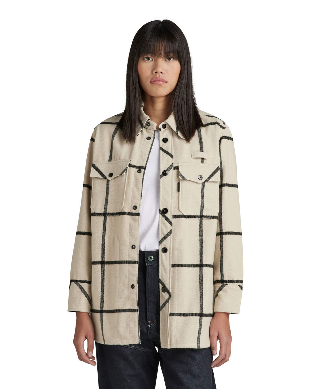 G-Star Damen Boyfriend Overshirt M Mehrfarben (Brown Rice Louis Check D22178-c840-d419), M Mehrfarbe