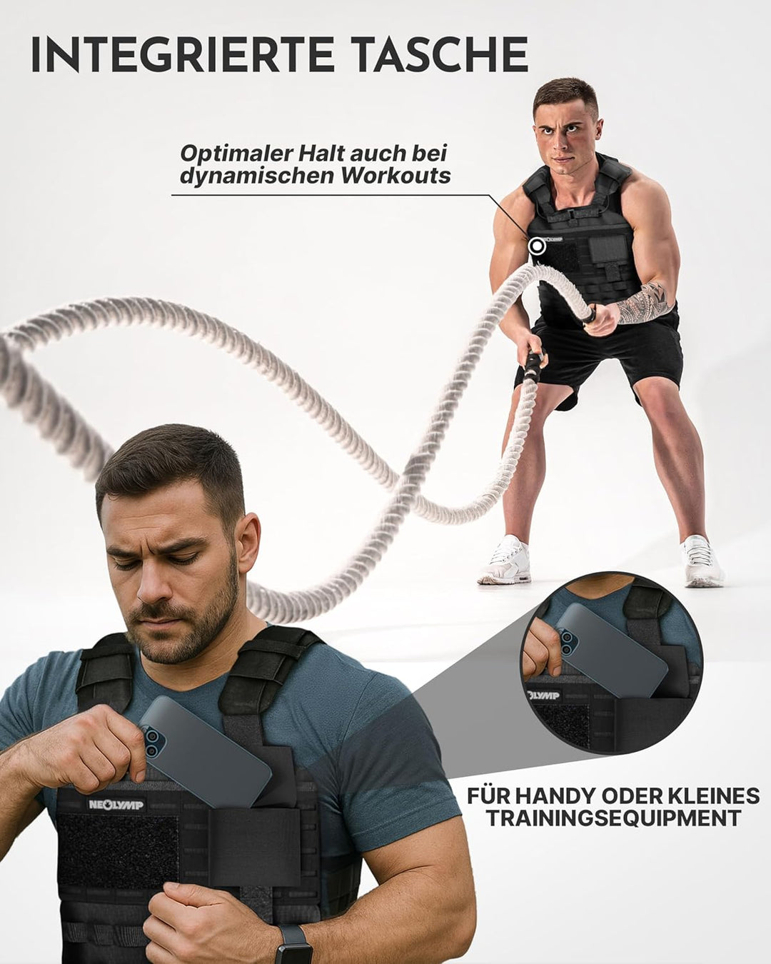 NEOLYMP Gewichtsweste – Unisex Weighted Vest – Plattenträger Weste mit Tasche – Kein Verrutschen – A