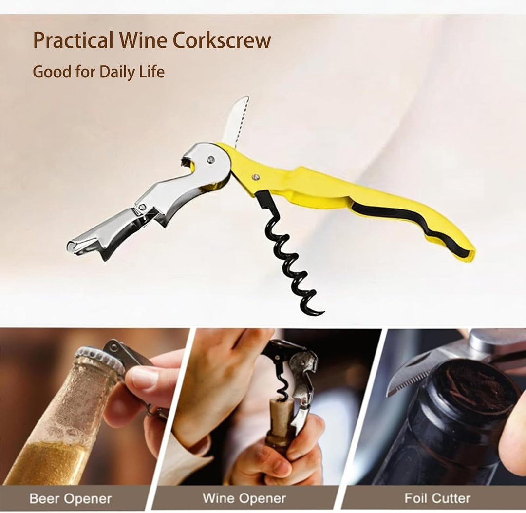 10 Stück Gelb Kellnermesser 3-in-1 Flaschenöffner | Korkenzieher Edelstahl, Weinöffner für Sommelier