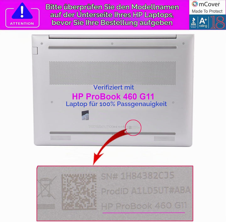 mCover Nur kompatibel mit HP ProBook 460 | 465 G11 &amp; EliteBook 860 | 865 G9 G10 G11 Series Windows N
