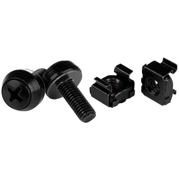 StarTech.com M6 x 12mm - Schrauben und Käfigmuttern - 50er Pack - Schwarz - M6 Montageschrauben und